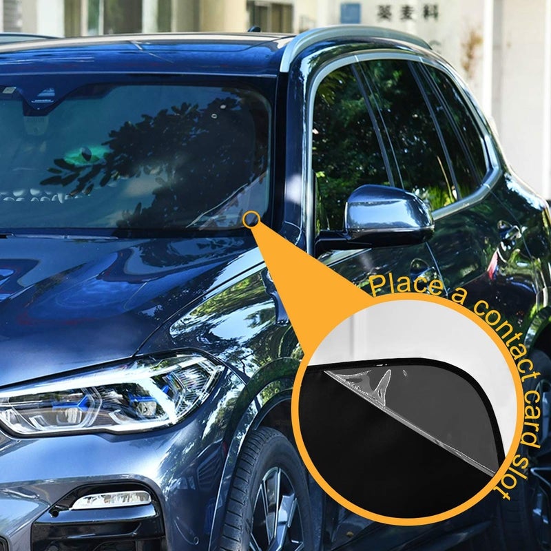 Bolaz Black Pattern Car Windshield, Smile of Evil Sun Shield Visor Protector Foldable, Keep Vehicle Cool Protect Your Car from Sun Heat Glare Best UV Ray - Image 3